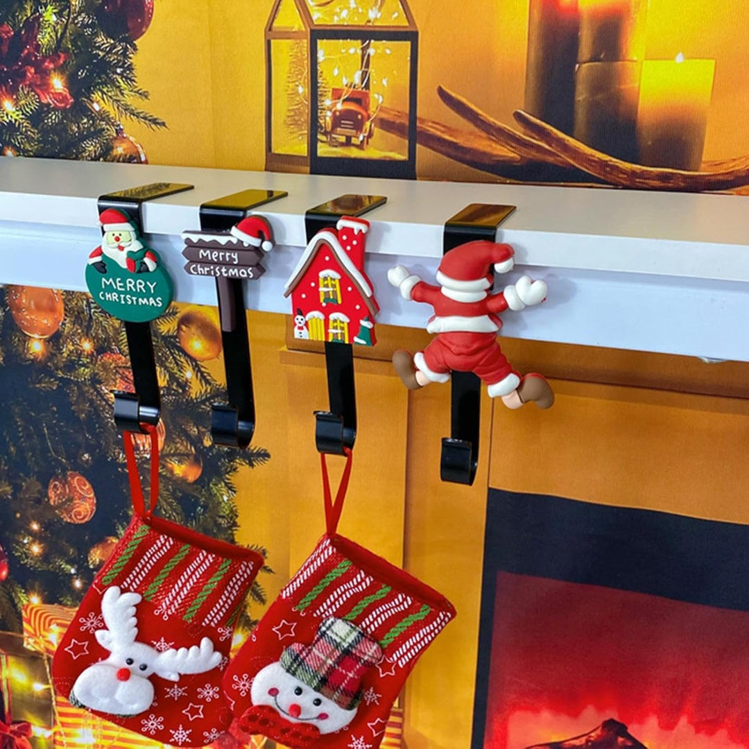 Generisch 4 Stück Weihnachtsstrumpfhalter, niedliche Strumpfhalter für den Kamin, Weihnachtsstrumpf-