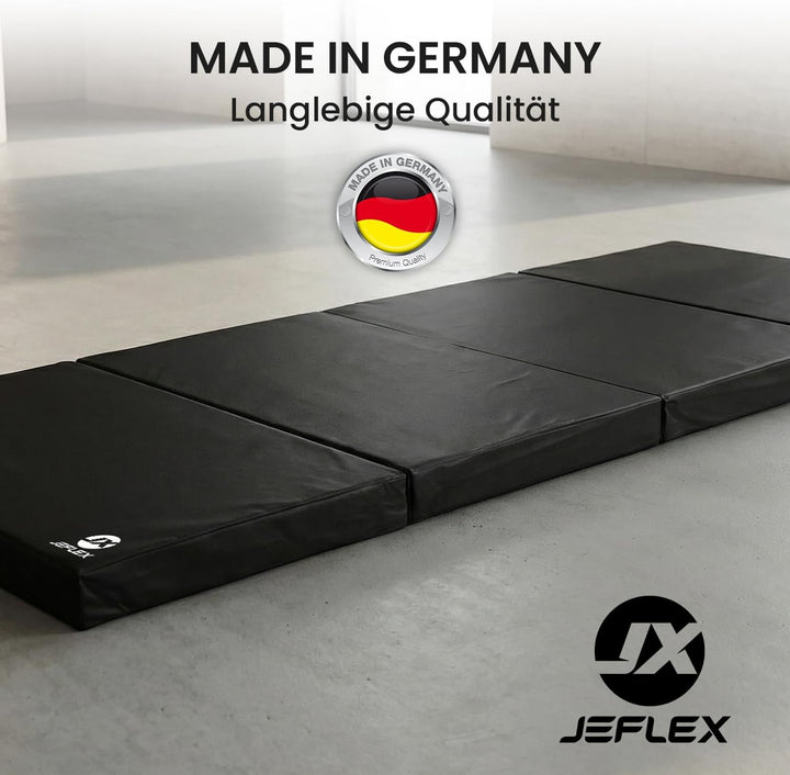 Jeflex - klappbare Weichbodenmatte & Turnmatte 200 x 100 x 8 cm MADE IN GERMANY/Gymnastikmatte tragb