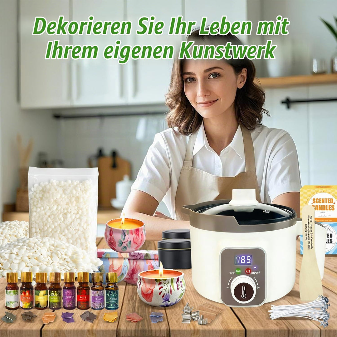 LINGQIAN DIY Kerzenherstellung Set, Kerzen Selber Machen Kit Sojawachs, Elektrischer Wachsschmelztop