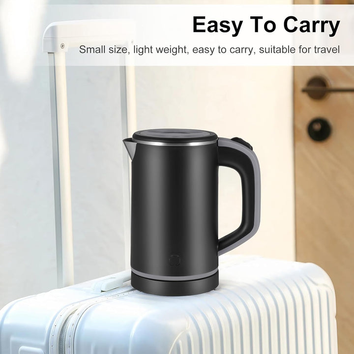 Towwoo 800ML Reisewasserkocher Klein, 600W 5 Minuten Schnelles Kochen Mini Edelstahl Wasserkocher, Ü