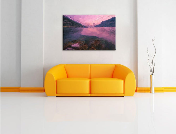 Pixxprint Gardasee in Italien Kunst als Leinwandbild/Grösse: 120x80 cm/Wandbild/Kunstdruck/fertig be