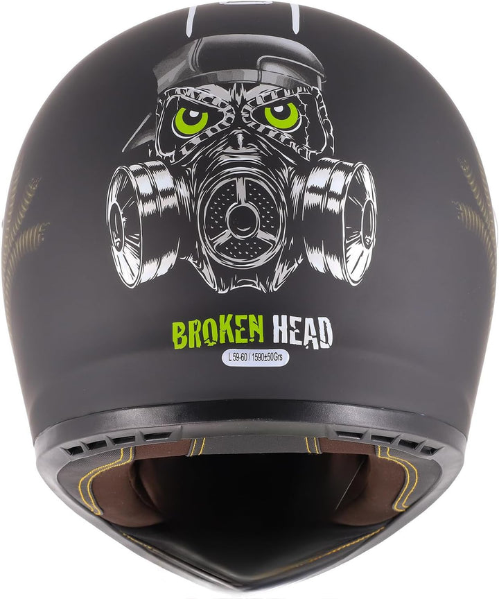 Broken Head Fighter Motorrad-Helm, Gas Man &amp; Hated and Proud | Zwei Designs (Gas Man und Hated &amp; Pro