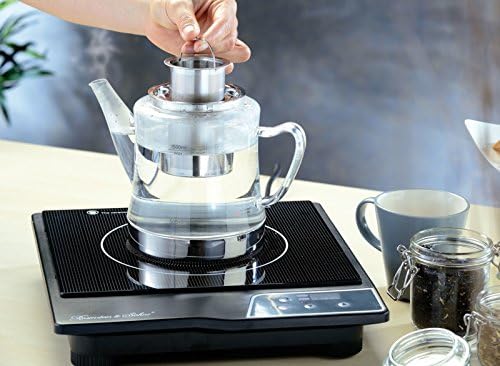 Rosenstein & Söhne Teekocher: 2in1-Glas-Teebereiter & Teekanne für alle Herde, auch Induktion, 1,5 l