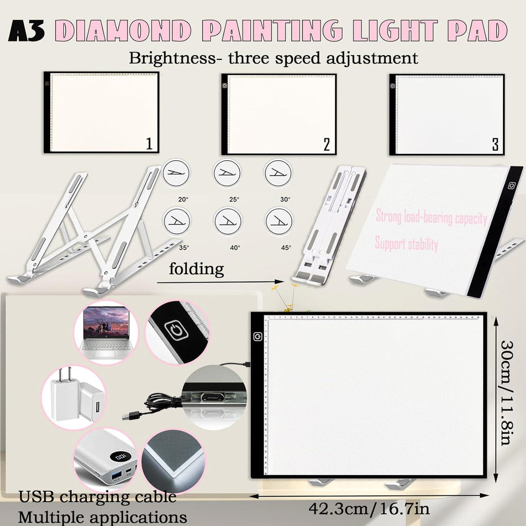 Lenxnmy 247 Stück All-Inclusive Diamant Malerei Werkzeug Set Diamond Art Zubehör Kit mit A3 Diamant