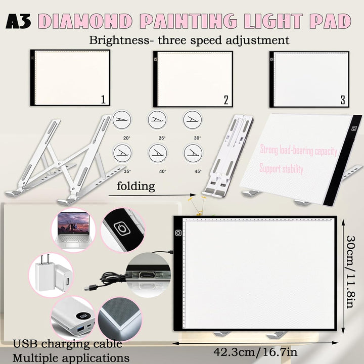 Lenxnmy 247 Stück All-Inclusive Diamant Malerei Werkzeug Set Diamond Art Zubehör Kit mit A3 Diamant