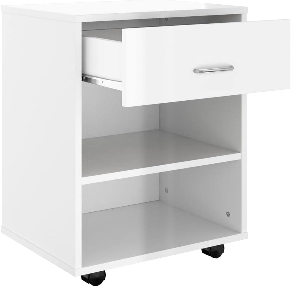 Mobiler Aktenschrank Lagerschrank aus Holzwerkstoff Beistellschrank mit Rollen für Wohnzimmer Schlaf