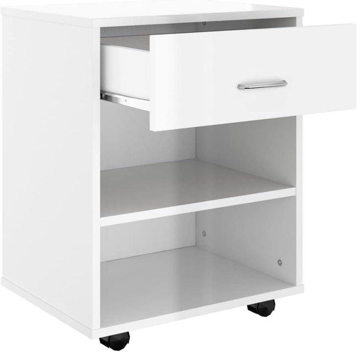 Mobiler Aktenschrank Lagerschrank aus Holzwerkstoff Beistellschrank mit Rollen für Wohnzimmer Schlaf