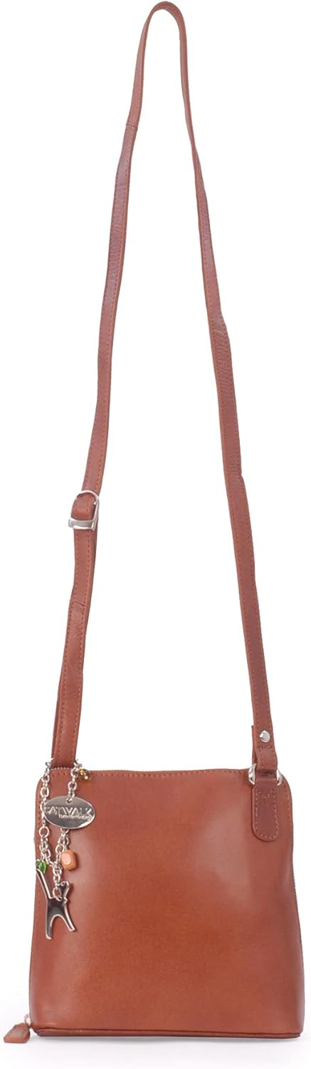 Catwalk Collection Handbags - Leder - Mittlere Grösse Umhängetasche/Schultertasche - ELEANOR Hellbra