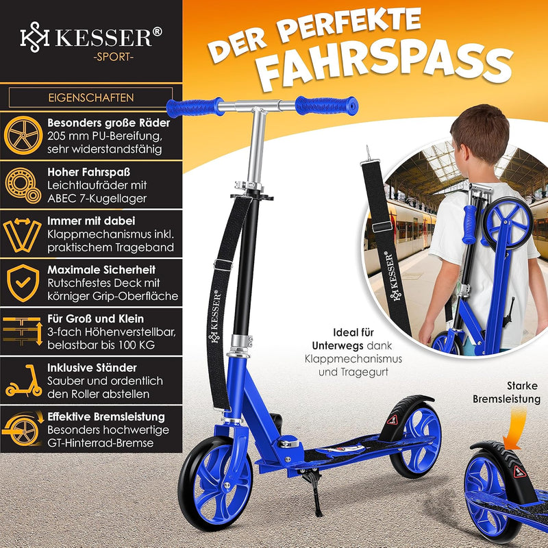 KESSER® Scooter Roller Kinderroller Cityroller Tretroller Kickroller Kickscooter Shark (Blue), Shark
