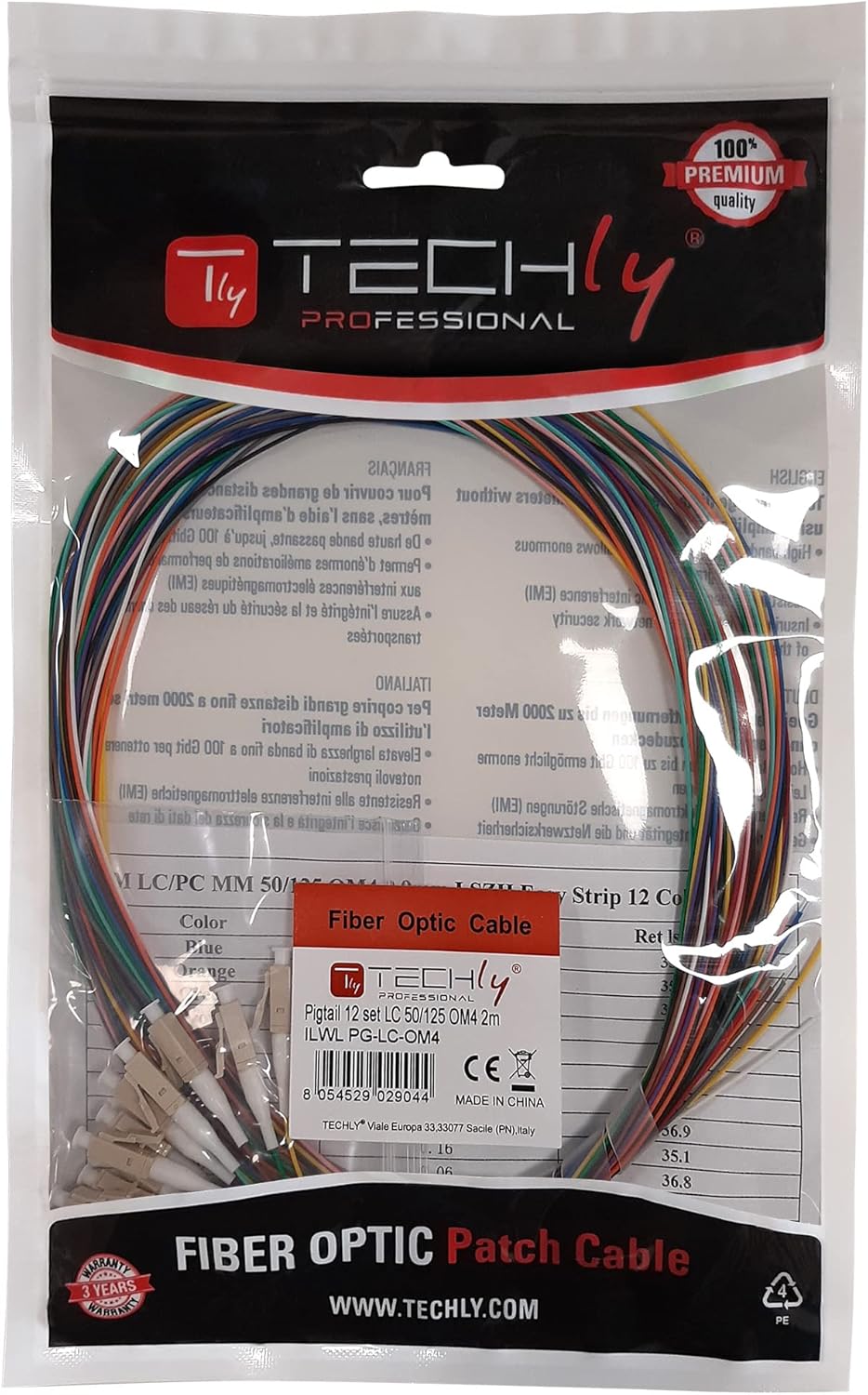 Techly ILWL pg-lc-om4 2 m 12 x LC Multicolour Set Fiber Optic Cable – Fibre Optic Cables (2 m, OM4,