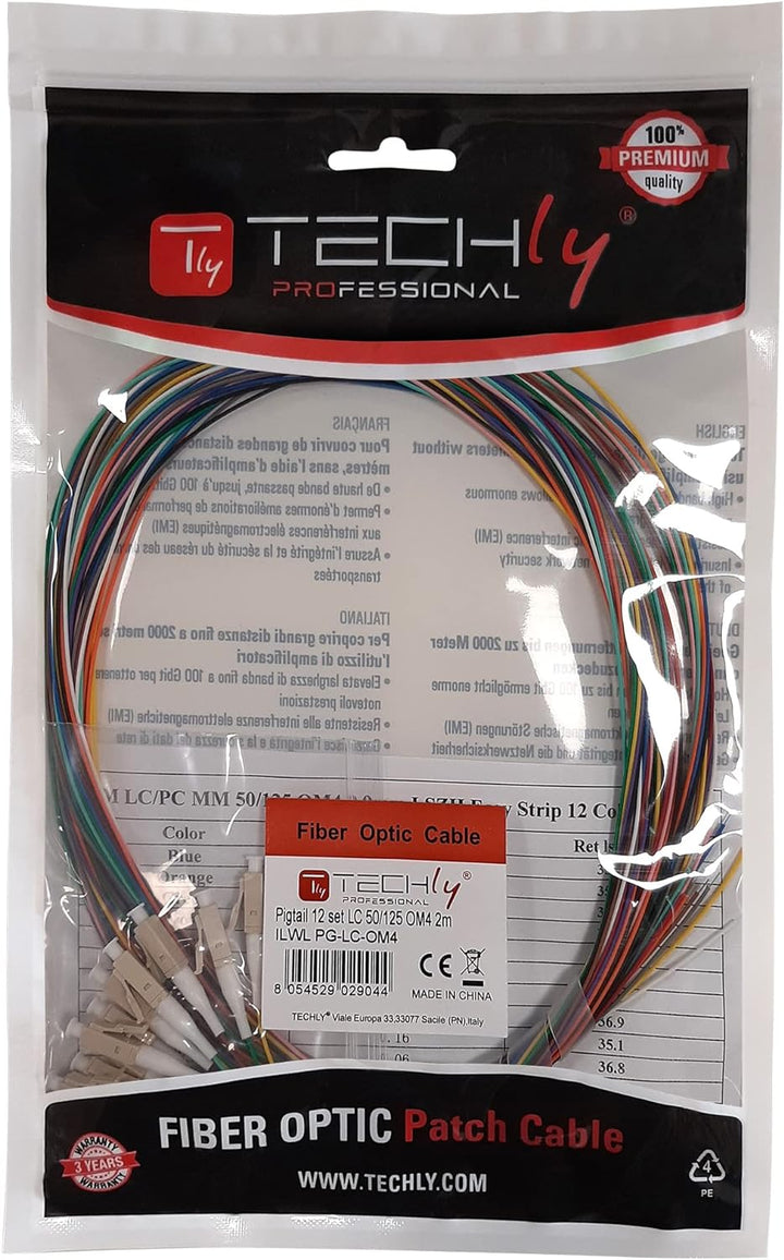 Techly ILWL pg-lc-om4 2 m 12 x LC Multicolour Set Fiber Optic Cable – Fibre Optic Cables (2 m, OM4,