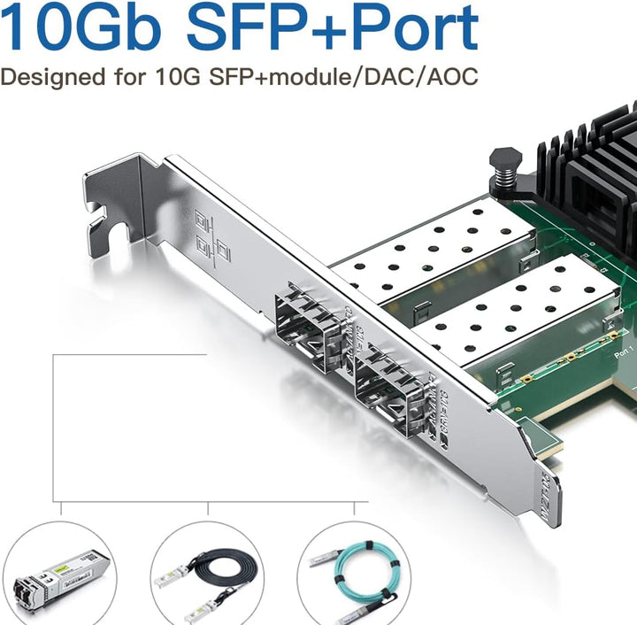10Gb SFP+ PCI-E Netzwerkkarte NIC, Compare to Intel X520-DA2, with Intel 82599ES Chip, Dual SFP+ Por
