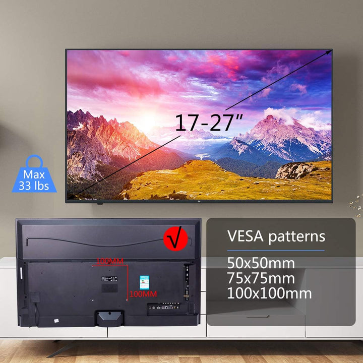 Suptek TV Halterung, Extremely Lightweight Fixed TV Wandhalterung für 17-27 Zoll Flach & Curved Fern