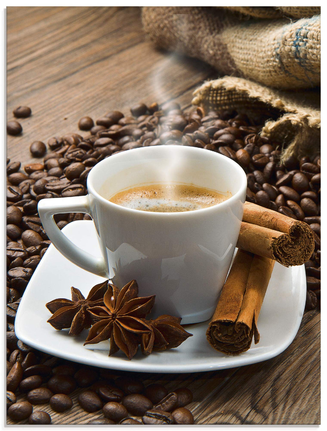 ARTland Glasbilder Wandbild Glas Bild einteilig 45x60 cm Hochformat Kaffee Coffee Cafe Kaffeetasse K