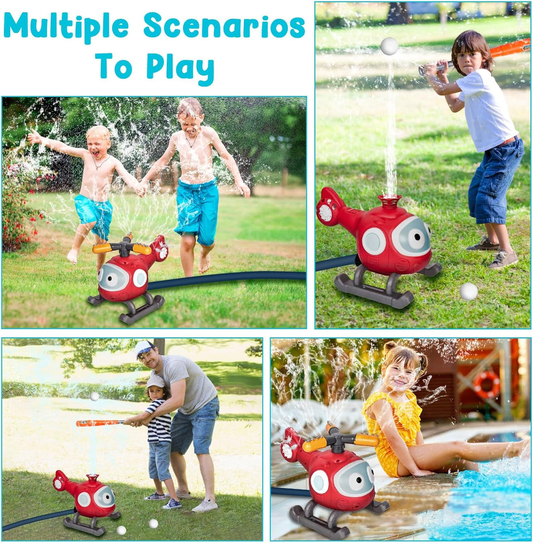 Wassersprinkler-Baseballspielzeug für Kinder, Hubschrauber -Sprinklerball-Set, 2-in-1-Outdoor-Sprink