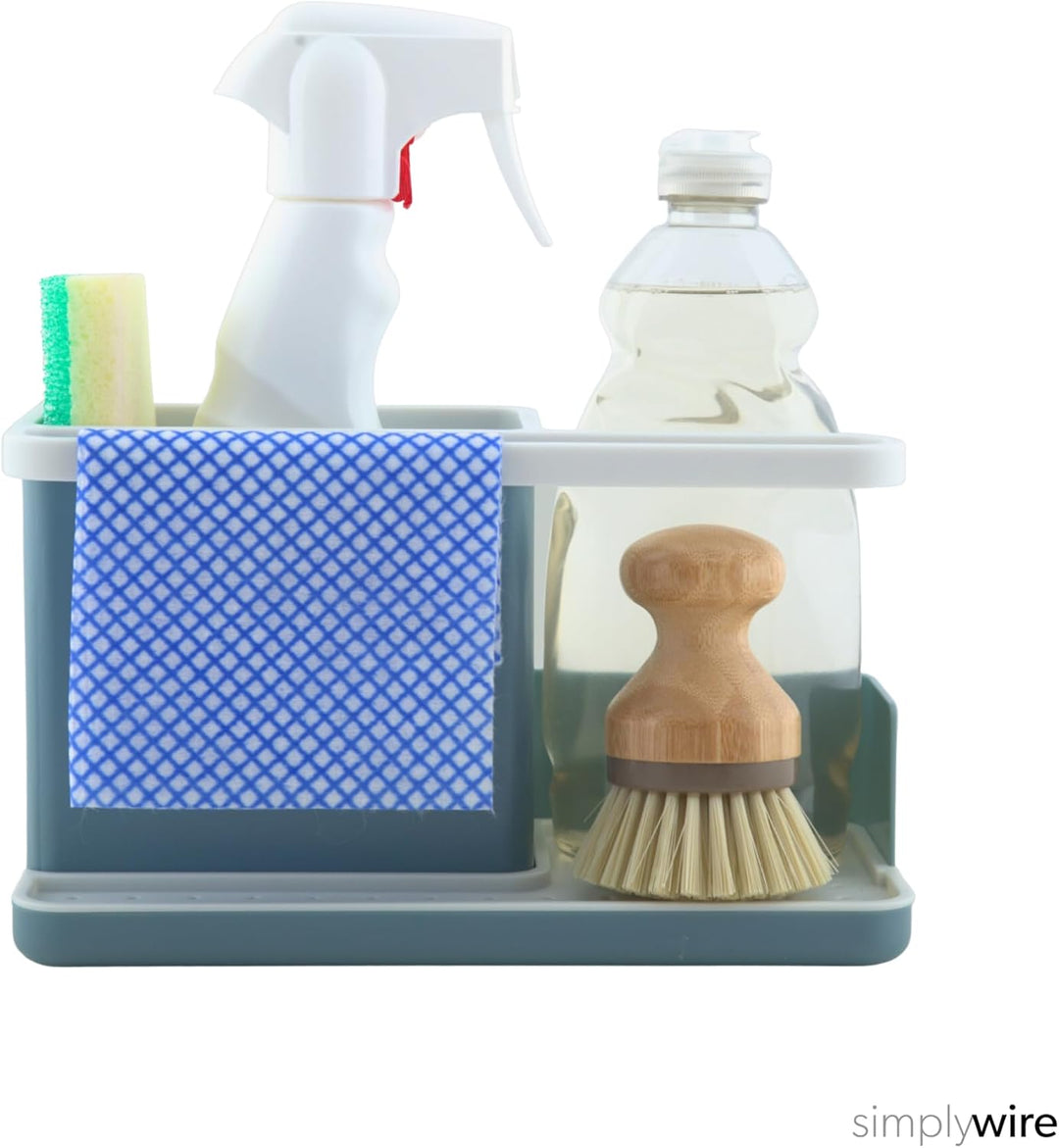 simplywire – Spülbecken-Caddy – Spülbecken-Organizer – Abnehmbare Auffangschale – Rutschfest – Blaug