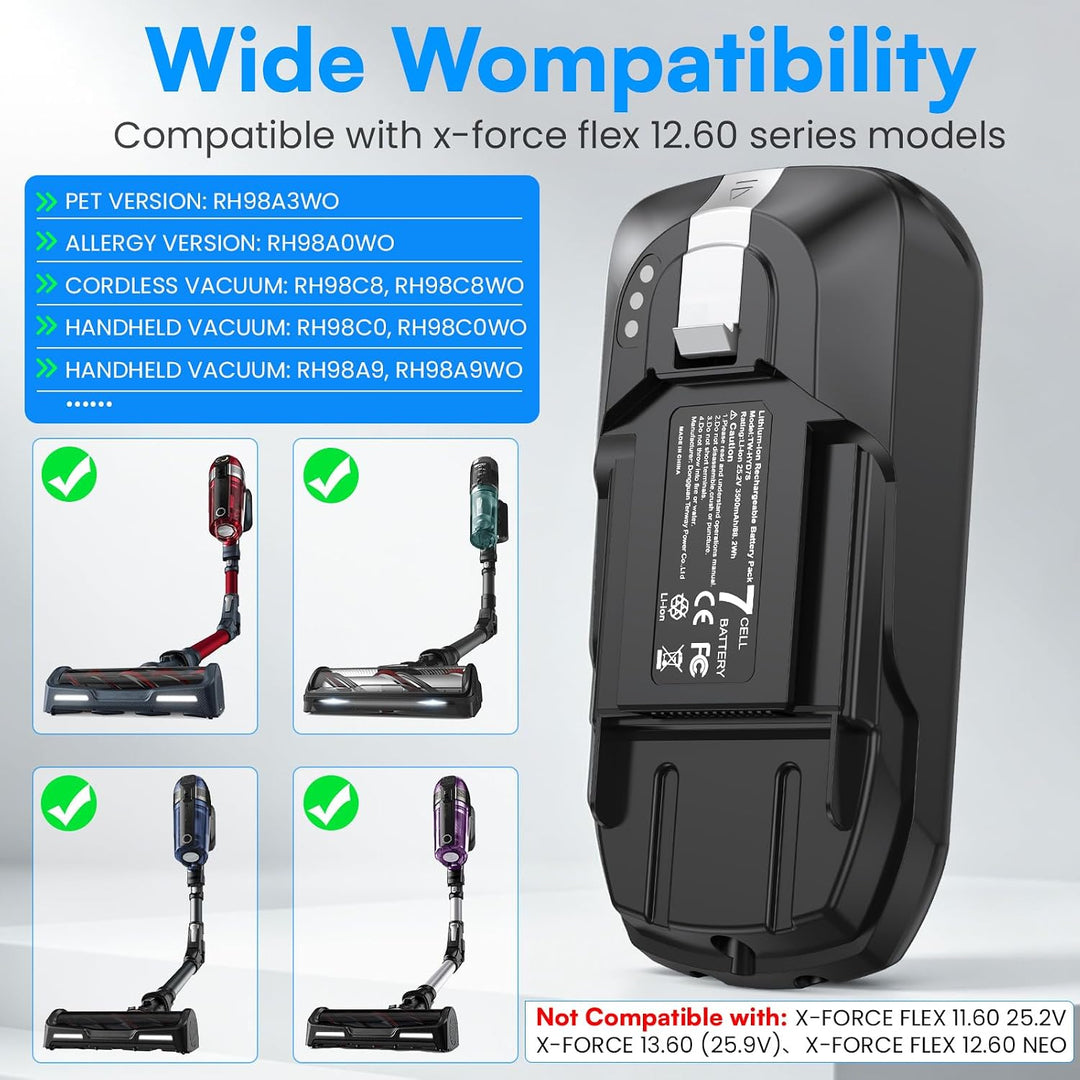 25.2V 3,5Ah Akku für Rowenta X-Force Flex 12.60 Akku-Staubsauger, ZR009705 Ersatz Batterie RH98A3WO