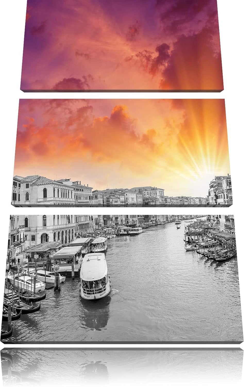 Pixxprint altmodische Wasserstrasse in Venedig als Leinwandbild/Grösse: 3 Teilig (120x80 cm) cm/Wand