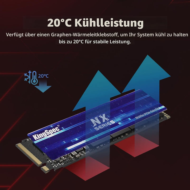 KingSpec SSD 512GB M.2 NVMe, PCIe Gen 3x4 Gaming Solid State Drive, Up to 3500MB/s Read, 3D NAND Fla