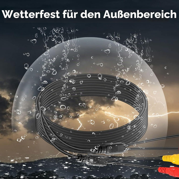 Auto Cinch Kabel/Kabelsatz Optional DC Netzanschluss 2 in 2 für Rückfahrkamera CCTV LED 20M/66FT RCA