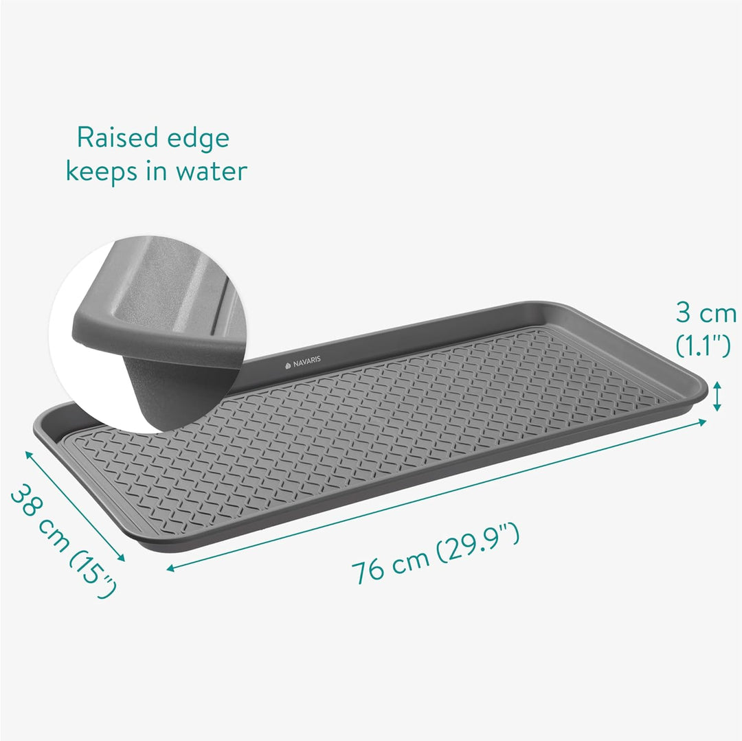 Navaris XL Schuhabtropfschale Schuhmatte Ablage - Schuhablage 76x38x3cm mit erhöhtem Rand - Abtropfs