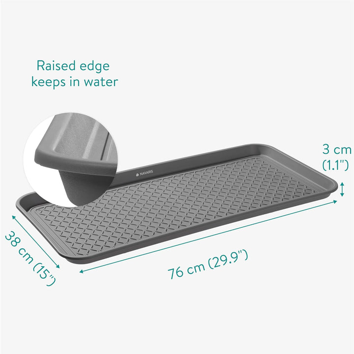 Navaris XL Schuhabtropfschale Schuhmatte Ablage - Schuhablage 76x38x3cm mit erhöhtem Rand - Abtropfs