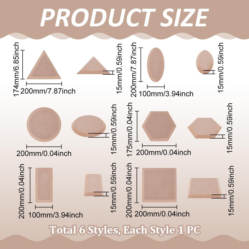 UNICRAFTALE 6 Stück 6 Stile Töpferformen Keramikplatten Formformen Holz Keramik Ton Bastelformen Set