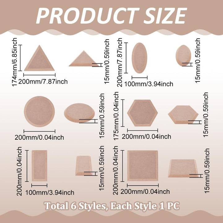 UNICRAFTALE 6 Stück 6 Stile Töpferformen Keramikplatten Formformen Holz Keramik Ton Bastelformen Set