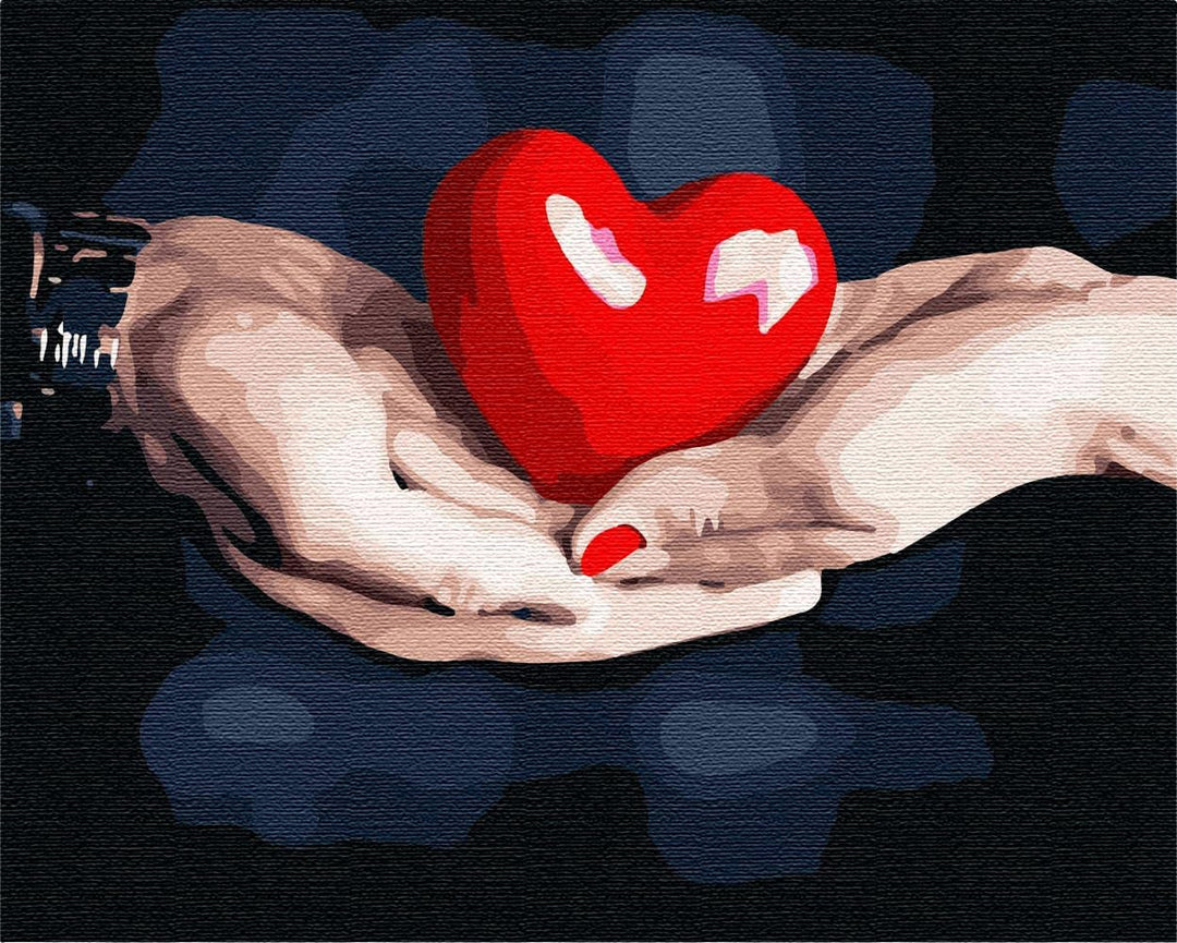 Artnapi Malen nach Zahlen Erwachsene mit Rahmen | DIY Handgemalt | Herz in Händen | Kit für Anfänger