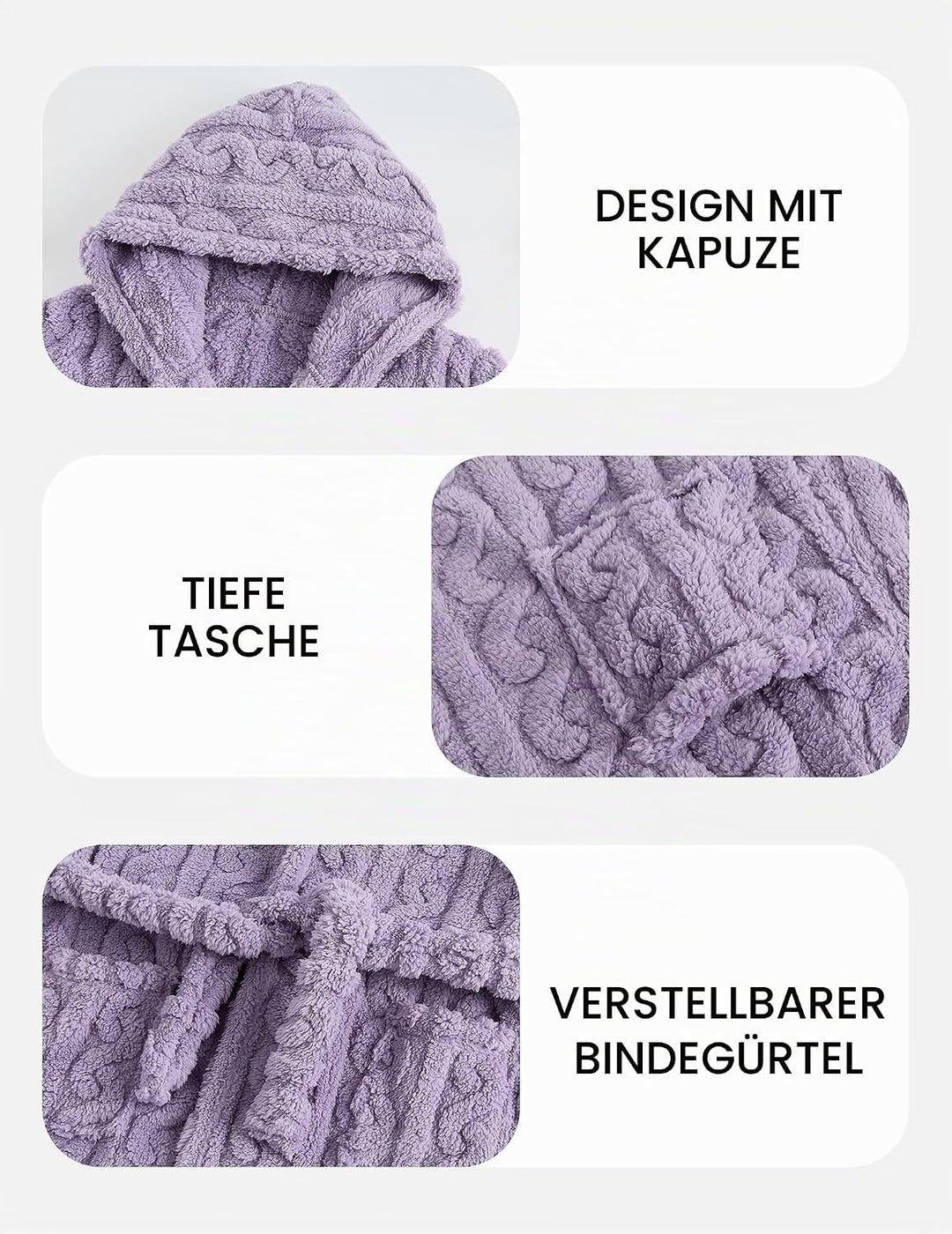 JiAmy Mädchen Bademantel Kapuzen Fleece Warmes Weiches Kinder Badekleid Fuzzy Frottee-Robe 4-14 Jahr