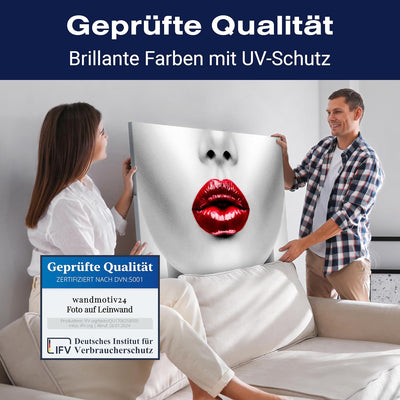 wandmotiv24 Leinwandbild 260 g/m² - Kunstdruck auf Leinwand - Wandkunst - Wandbild mit Frauen Lippen