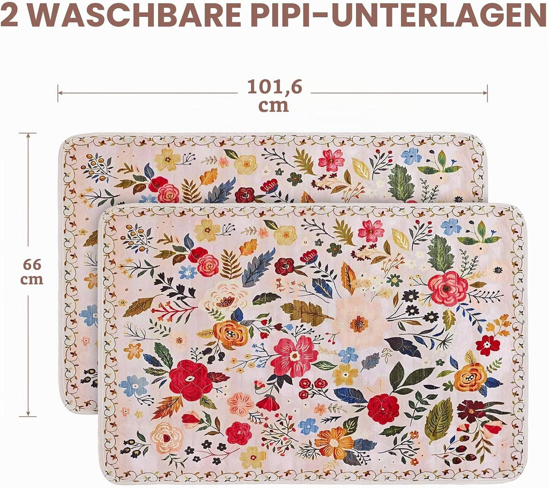Waschbare Urinierunterlagen für Hunde,2 Stück,Wiederverwendbare Welpen-Trainingsunterlagen,102x66cm,