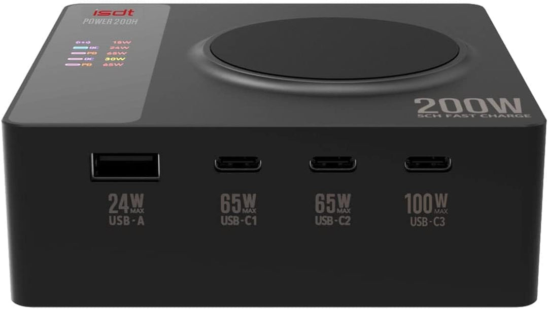 ISDT 200H Wandladegerät Kabelloses Desktop Laden USB C Ports(100W Max),4+1 Port Kompatibel mit Lapto