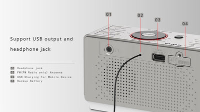 Radioweaker mit Bluetooth Lautsprecher, FM Radio, Dual Wecker mit Snooze, grosse LED Anzeige, Dimmer