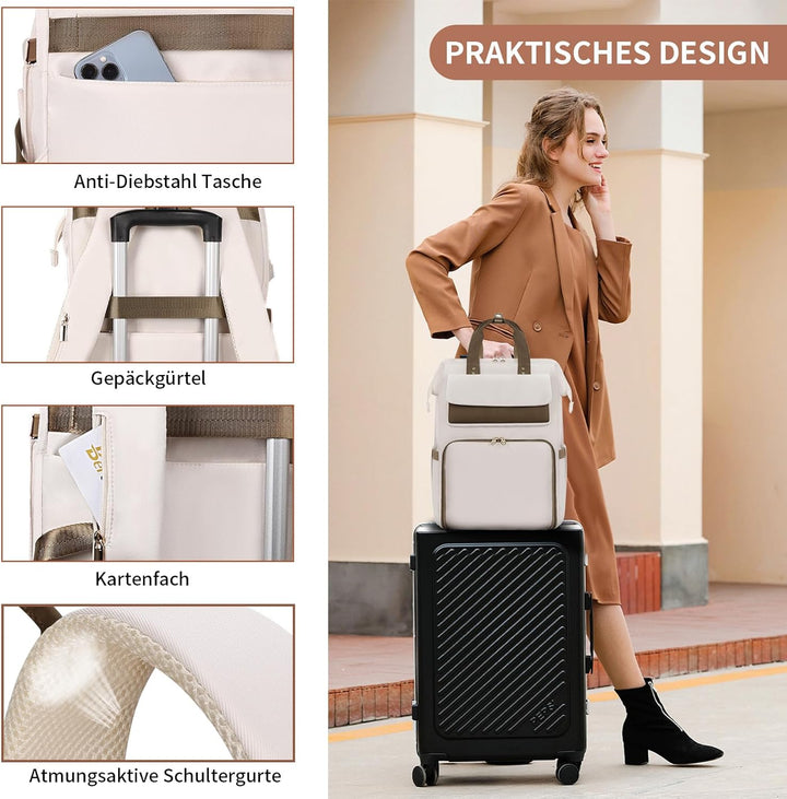 BERTASCHE Lunch Rucksack, Laptop Rucksack Damen 15,6 Zoll mit Isoliertes Kühltasche, 2-in-1-Arbeitsr