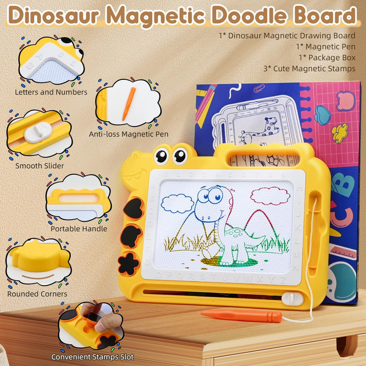 AiTuiTui Dinosaurier Maltafel Zaubertafel Kinderspiele Geschenk Mädchen Jungen, Bunt Magnetische Zei