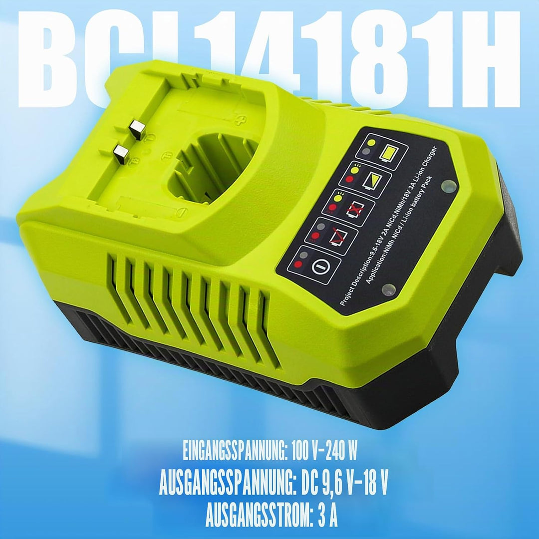 BCL14181H 9.6 V-18 V Lithium-Ionen und NI-Mh Ersatz für Ryobi Akkuladegerät ONE +