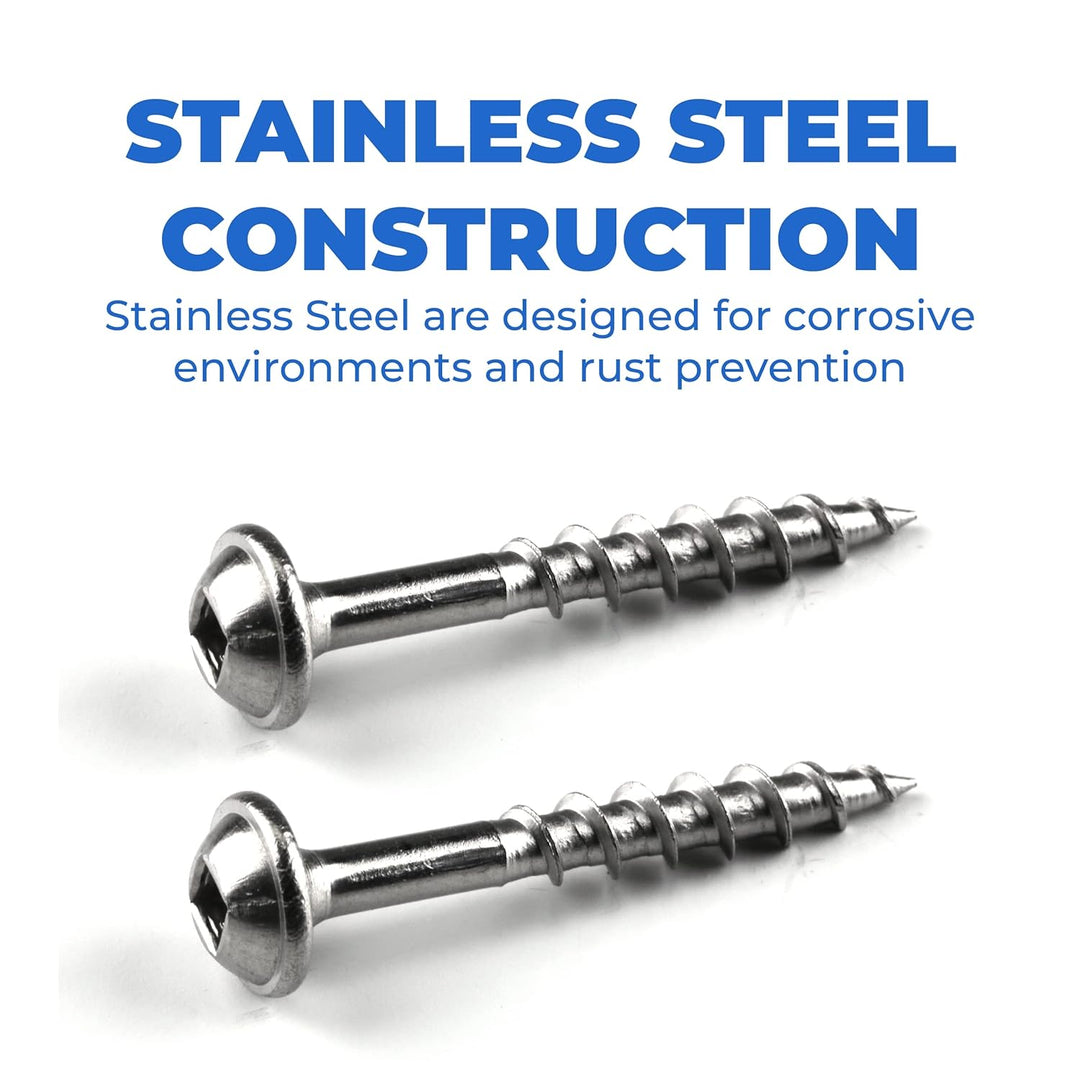 Kreg SML-C125S5-100 305 Stainless Steel Pocket Hole Screws - 1 1/4, 8 Coarse, Washer Head, 100 count
