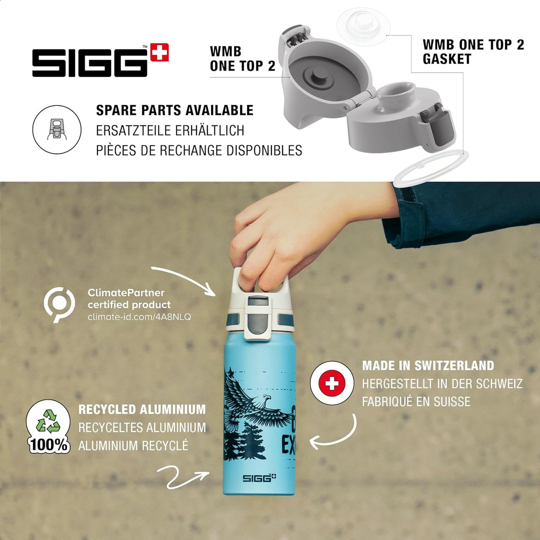 SIGG - Alu Trinkflasche Kinder - WMB ONE - Made in Switzerland - Für Kohlensäurehaltige Getränke Gee