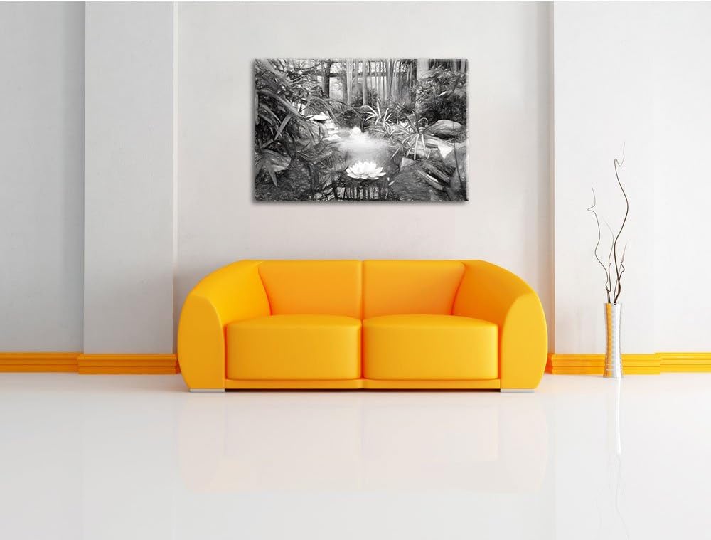 Pixxprint Zen Garten Japan Kunst / 100x70cm Leinwandbild bespannt auf Holzrahmen/Wandbild Kunstdruck