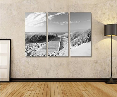 islandburner Bild Bilder auf Leinwand Strand Schwarz/Weiss Nordseestrand Langeoog 3p XXL Poster Lein