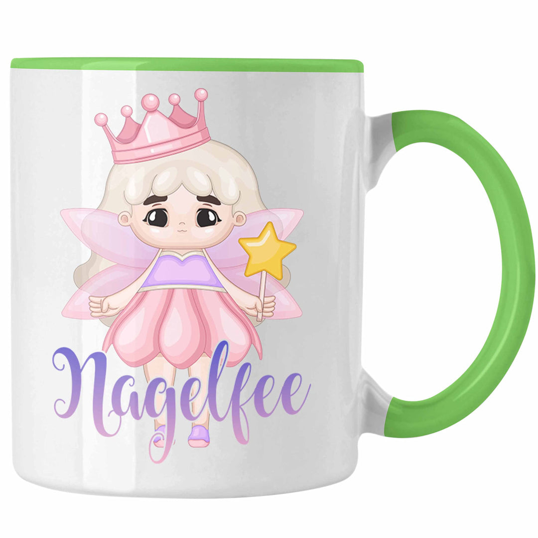 Trendation - Nagel-Fee Tasse Geschenk Nagelstudio Mitarbeiterin Gel-Nägel Spruch Süsse Grafik (Grün)