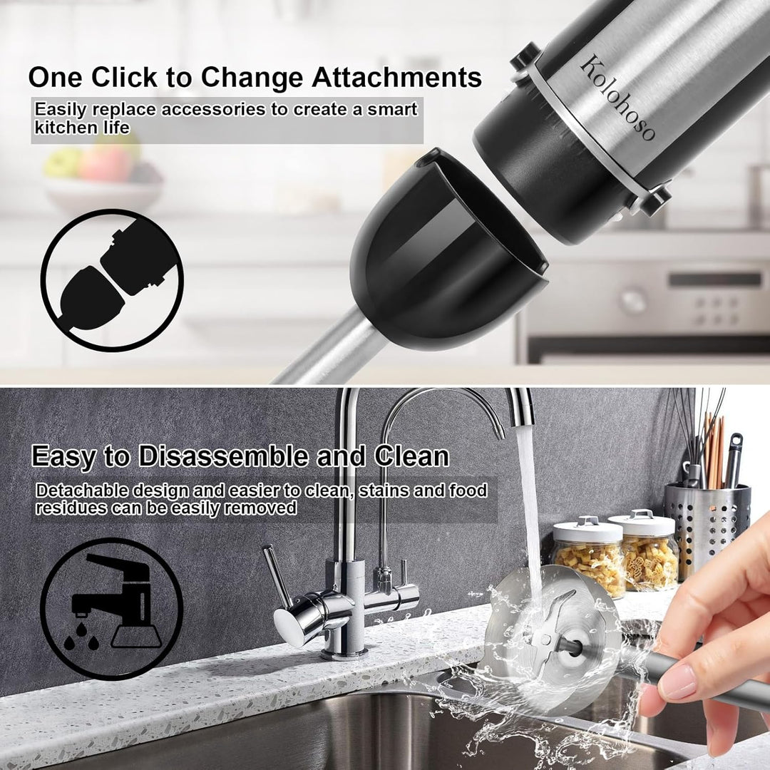 1500W Stabmixer, 20 einstellbaren Geschwindigkeiten 4 in 1 Pürierstab TURBO-Modi, Professioneller, S