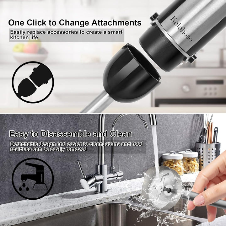 1500W Stabmixer, 20 einstellbaren Geschwindigkeiten 4 in 1 Pürierstab TURBO-Modi, Professioneller, S