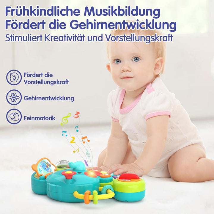 HOLA Baby Spielzeug 6 Monate Musikspielzeug, Elefant Spielzeug Klavier Motorikspielzeug mit Licht &amp;