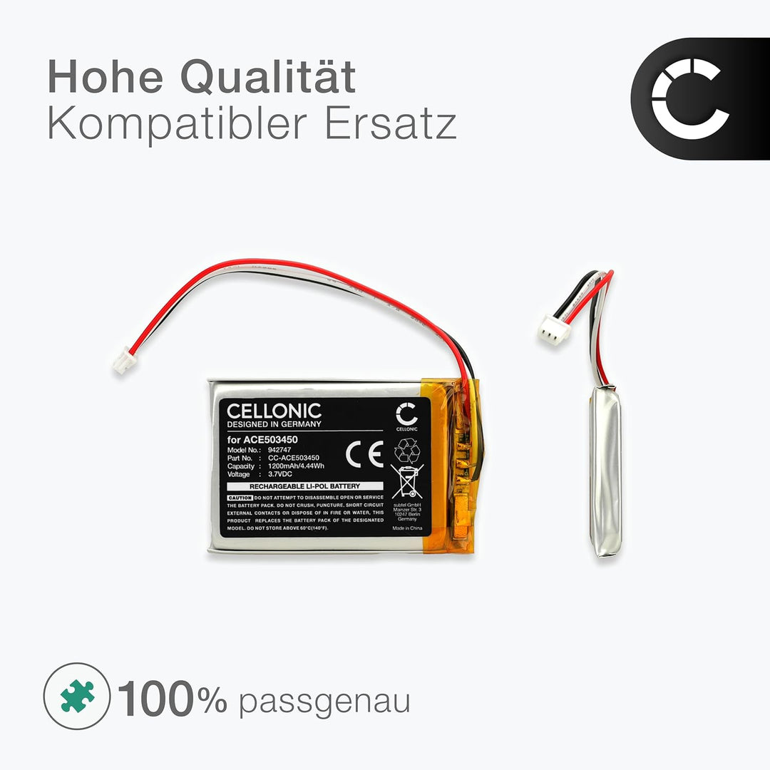 CELLONIC, Akku für Headset kompatibel mit Razer Barracuda X (1200mAh, 3.7V) Ersatzakku FT603048P