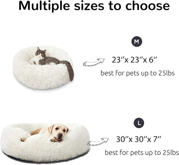 HACHIKITTY Hundebett, beruhigendes Donut-Kuschelbett, für mittelgrosse Hunde, flauschig, beruhigende