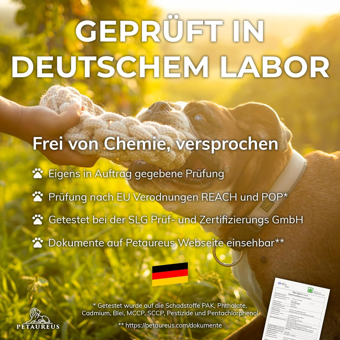 Petaureus Premium Hundespielzeug Grosse Hunde Set: Robustes Welpenspielzeug aus Baumwolle &amp; Hanf - I