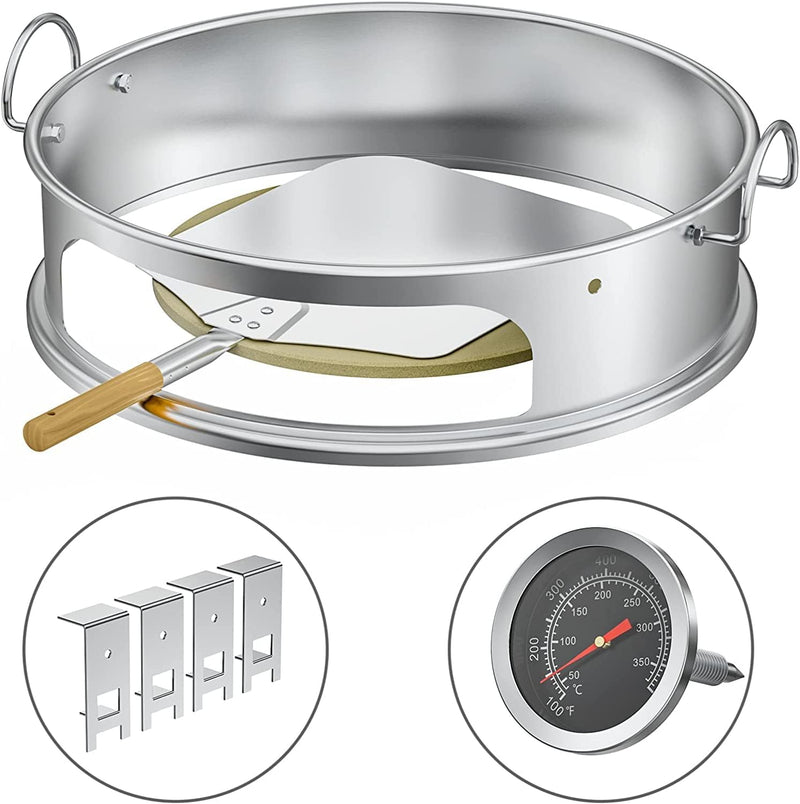 Onlyfire Edelstahl Pizzaofen Komplettpaket PizzaRing für Weber 57 cm Kugelgrill und viele andere Mod