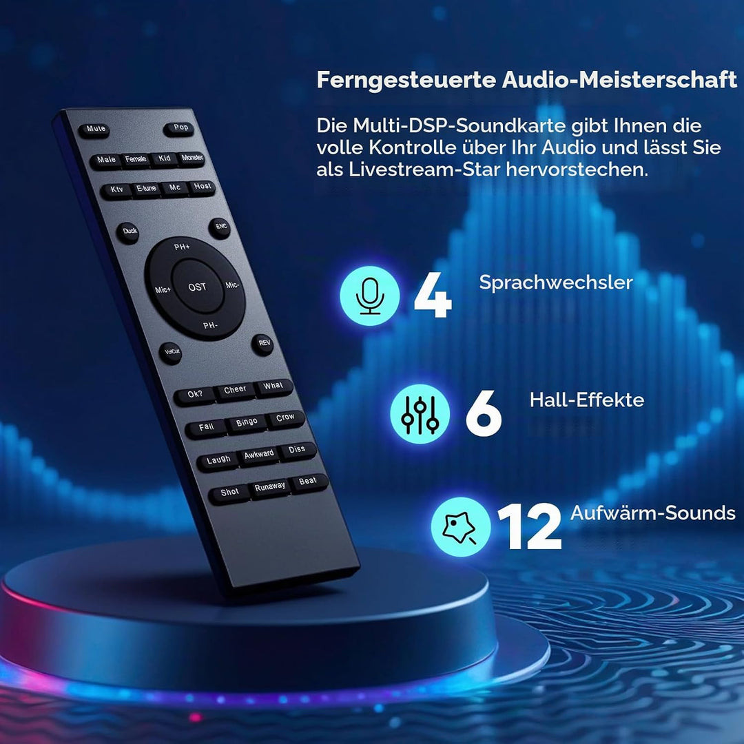 Kabelloses Mikrofon Set mit In-Ear-Monitor für Livestream | Voice-Changer, Audio-Mixer, Bluetooth-Mu